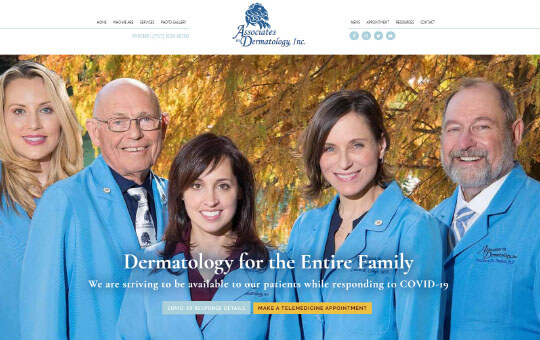 Associates in Dermatology Homepage with beautiful photography